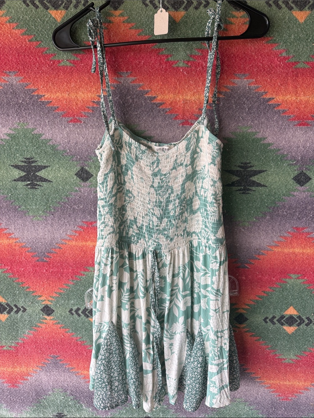 Umgee Mint Green & White Smocked Romper